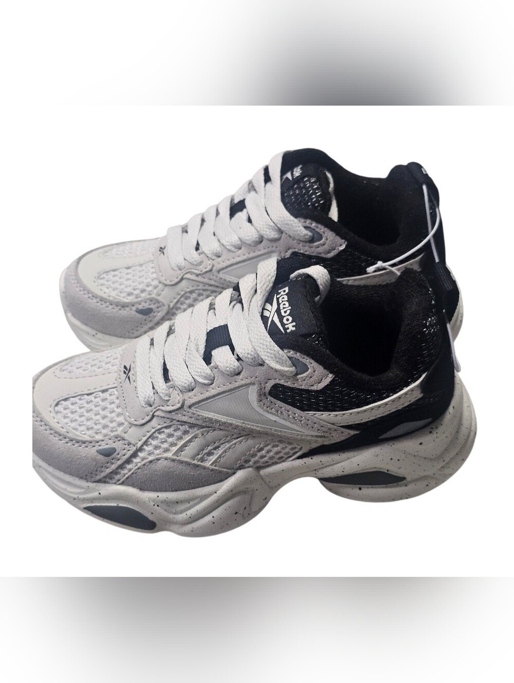 Reebok White Kids and Black Retro Chunky Trainers Size 12 New